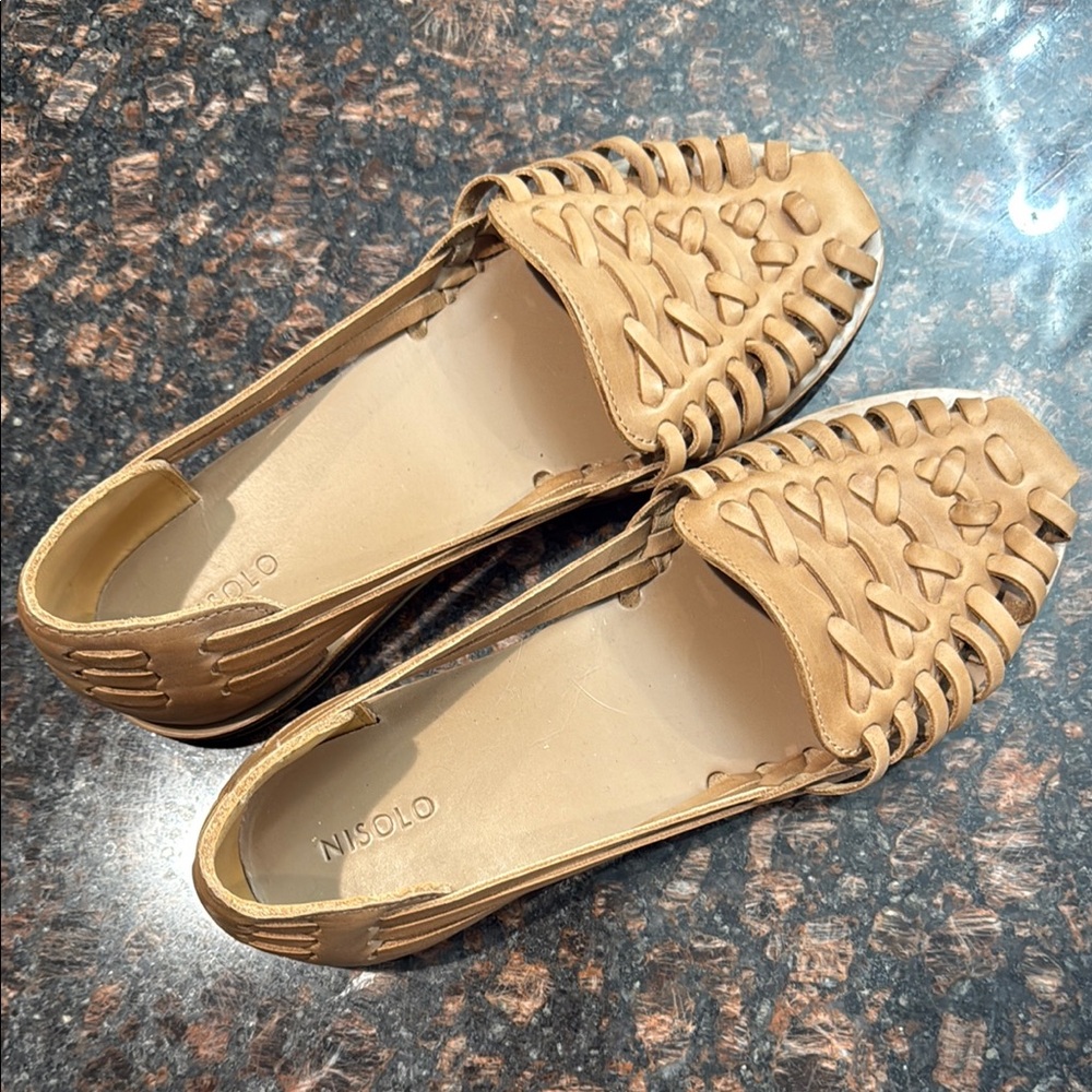 Nisolo Tan Woven Flats